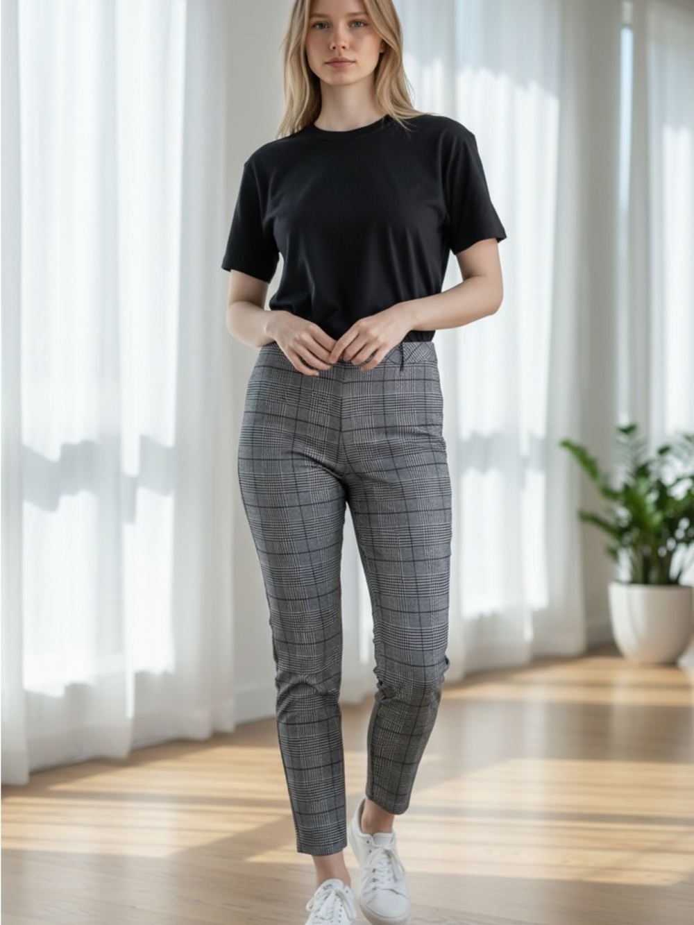 EXPRESS Editor Houndstooth Print Mid Rise Business Casual Career Pants Size 8R